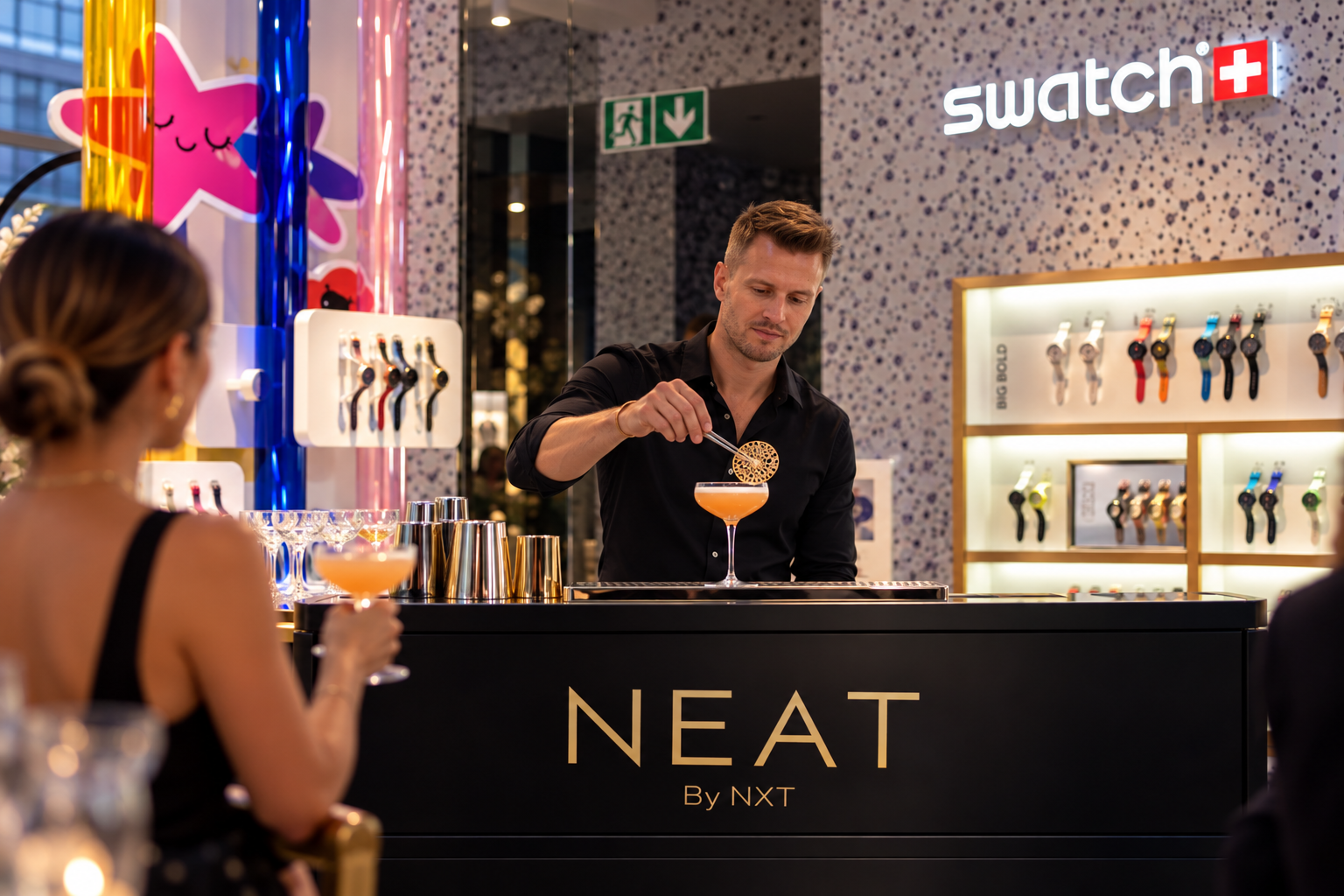 NEAT bar service at a Swatch event